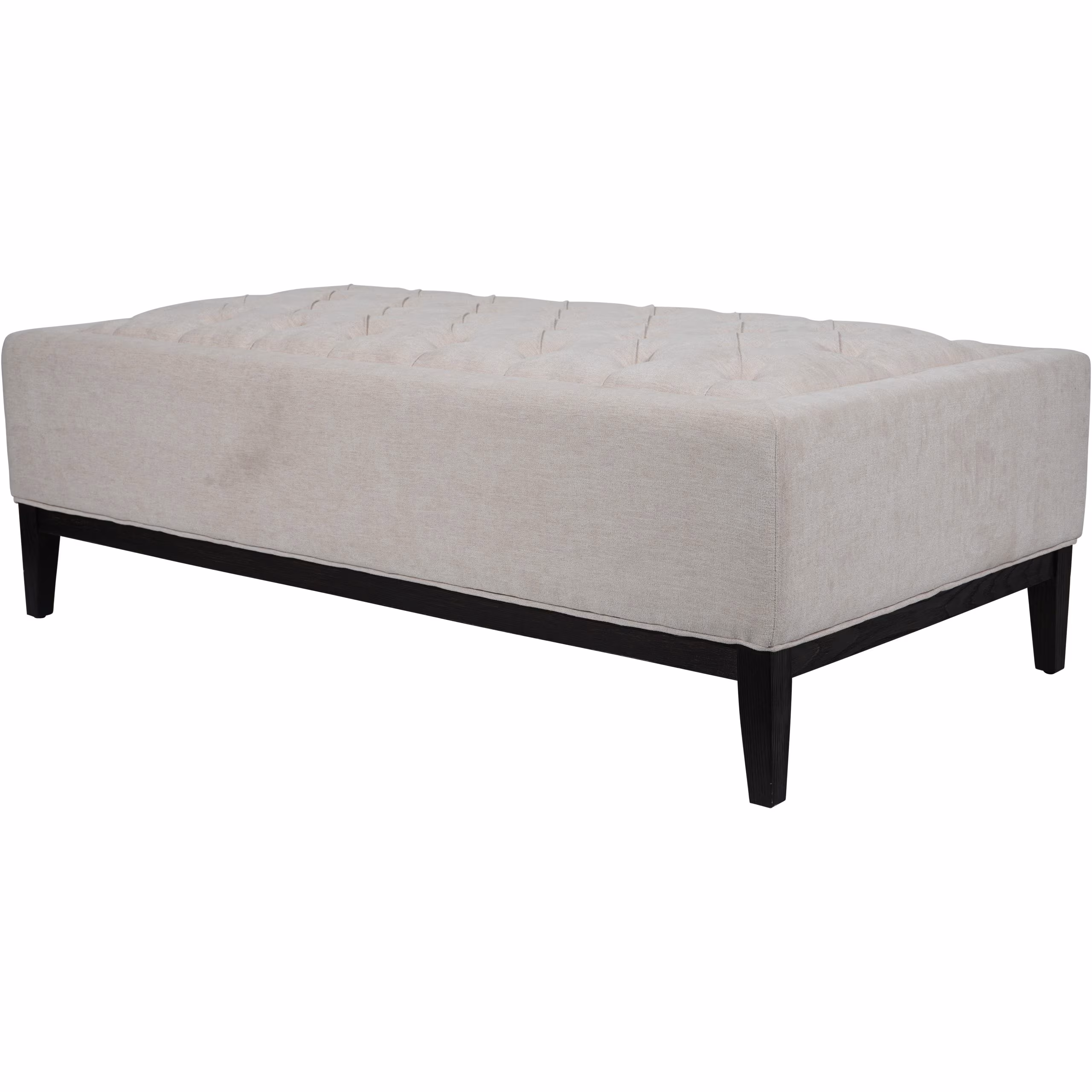 Theodore Buttoned Ivory Fabric XL Ottoman - Image 2