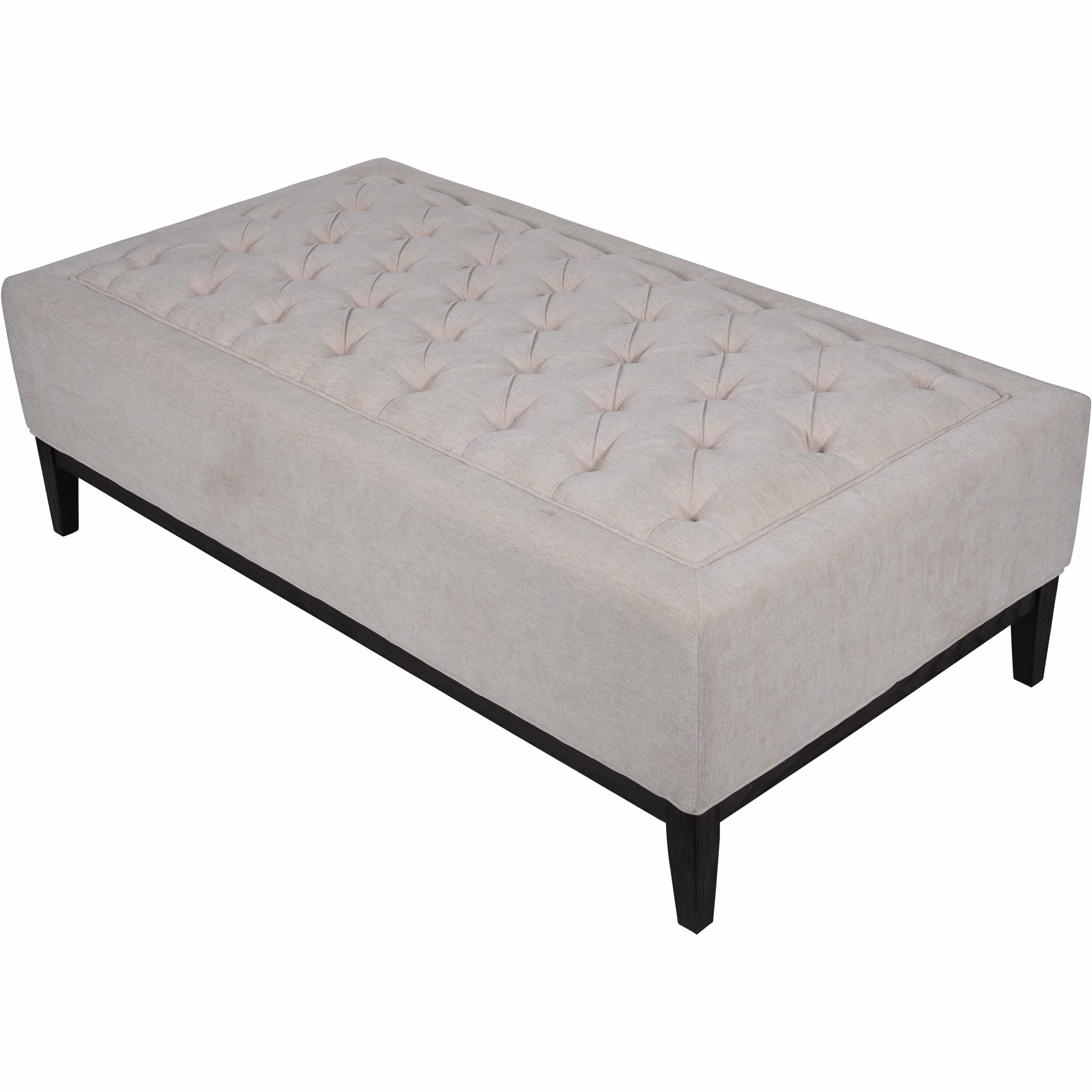 Theodore Buttoned Ivory Fabric XL Ottoman - Image 3