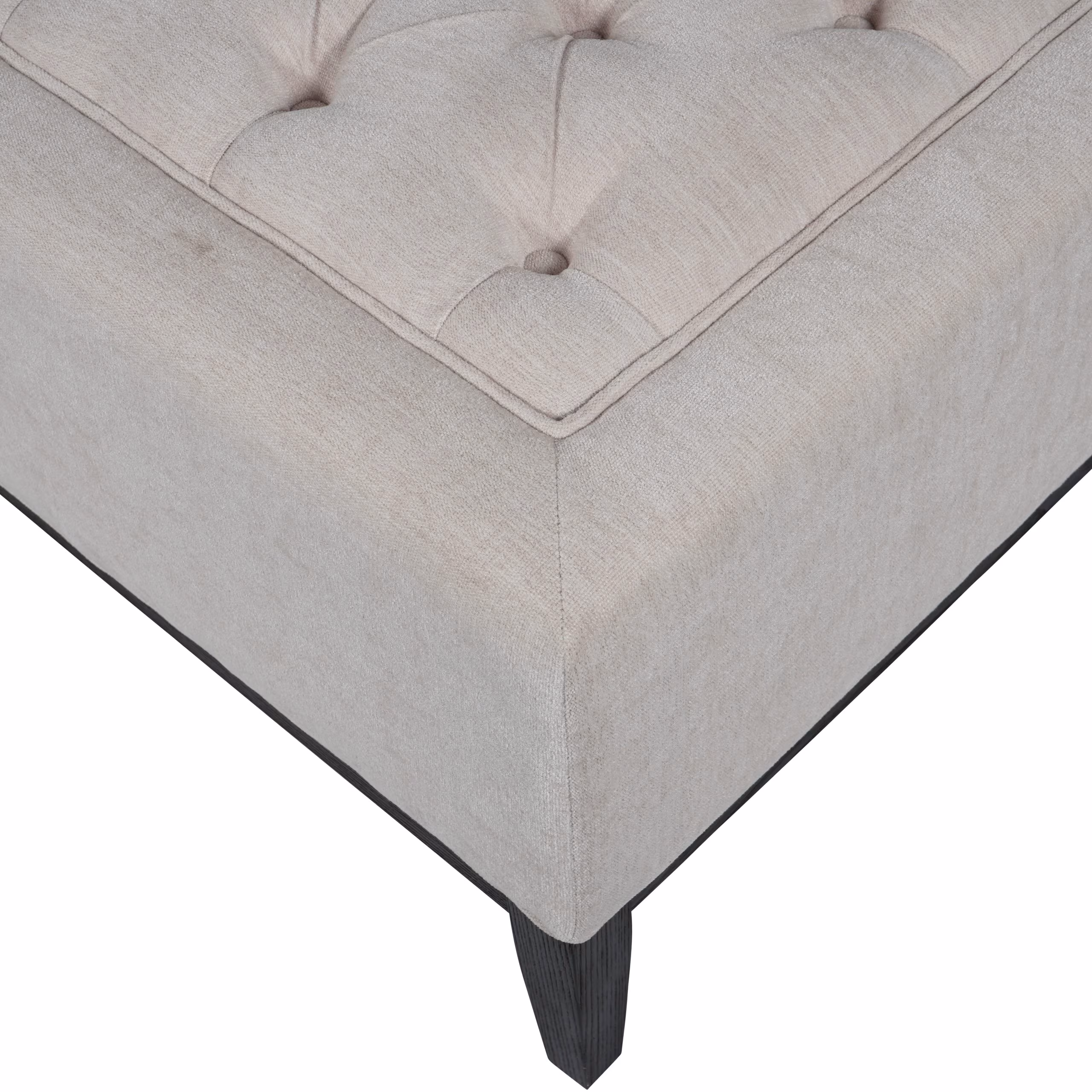 Theodore Buttoned Ivory Fabric XL Ottoman - Image 4
