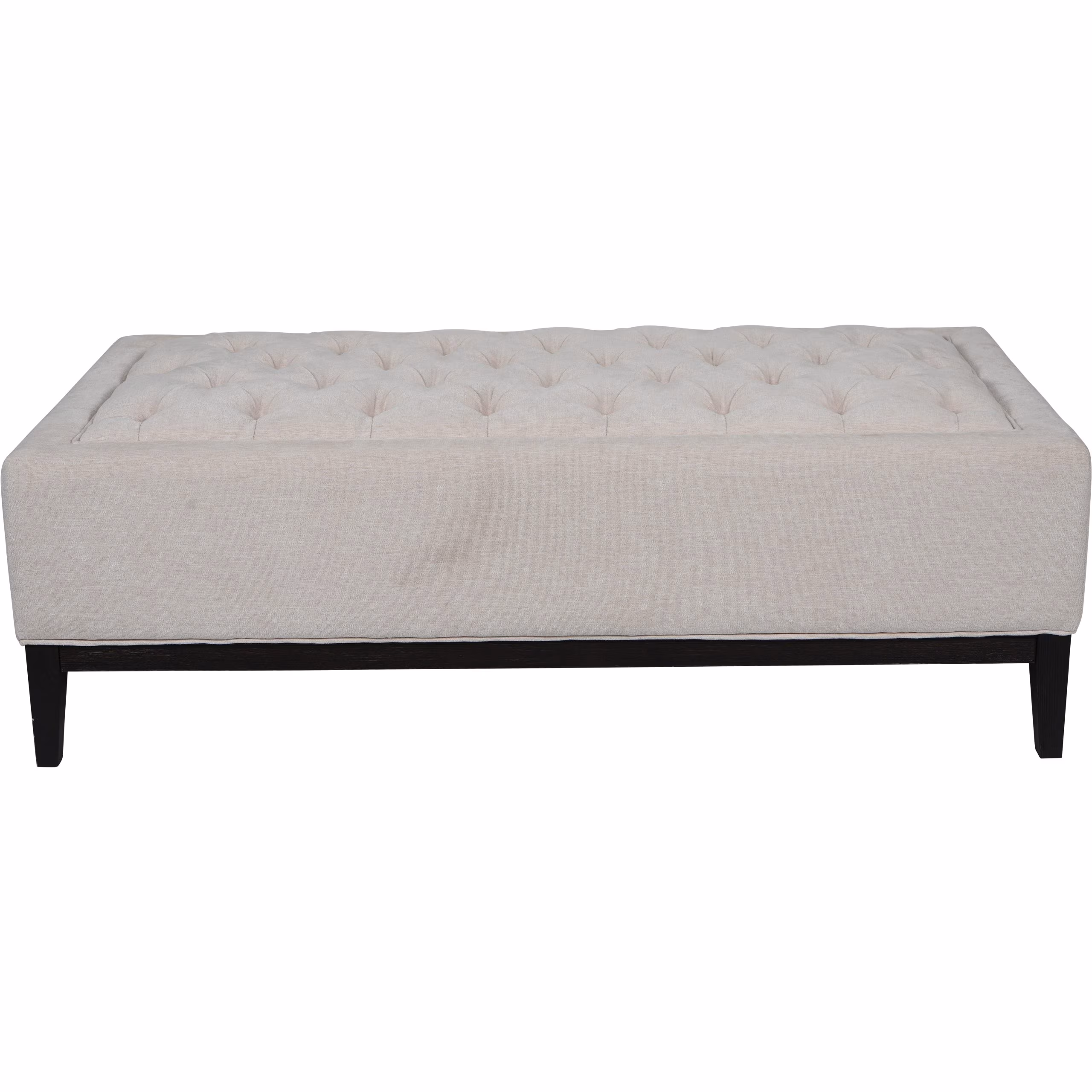 Theodore Buttoned Ivory Fabric XL Ottoman