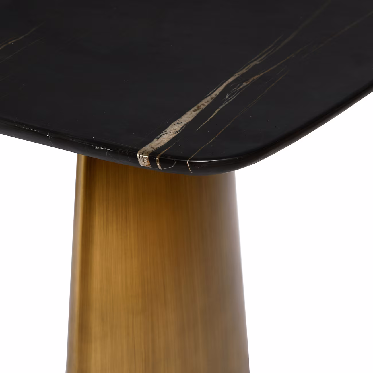Caldera Solid Black Marble Dining Table on Brass Legs - Image 4
