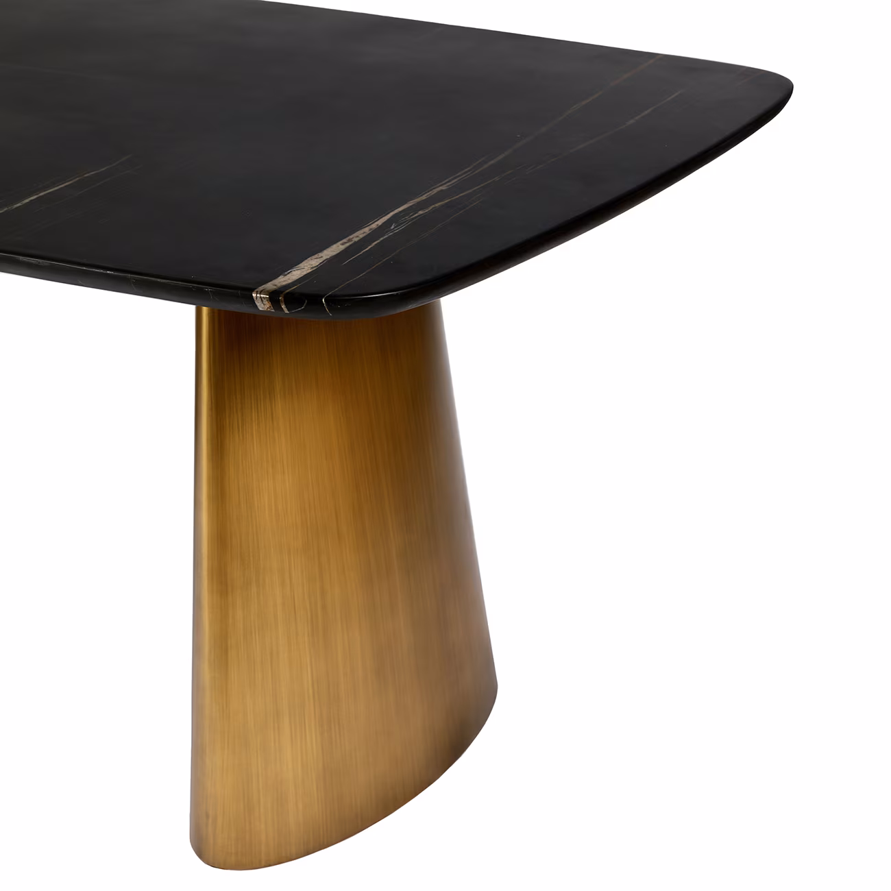 Caldera Solid Black Marble Dining Table on Brass Legs - Image 5