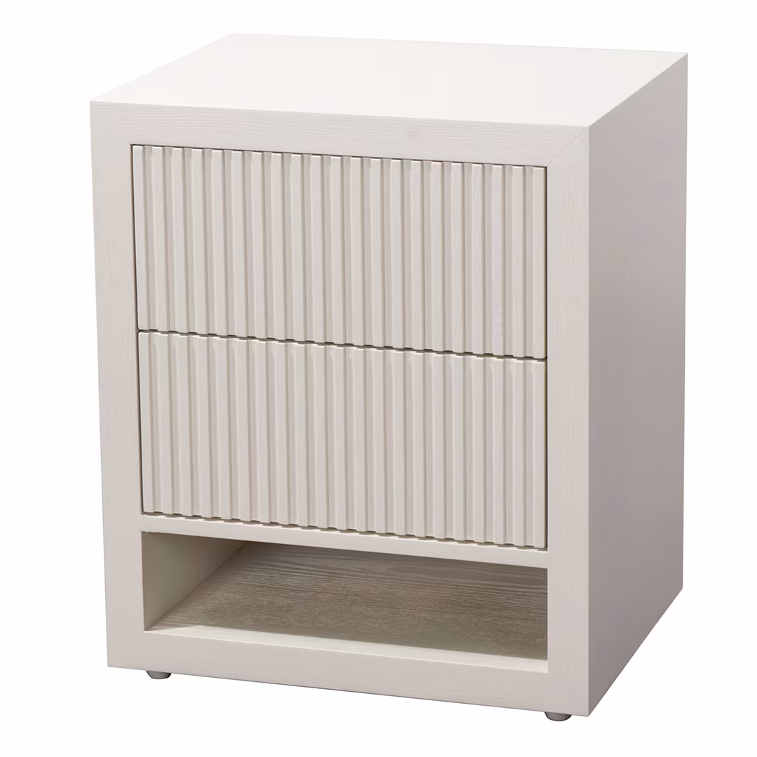 Marans 2 Drawer Side Table (White)